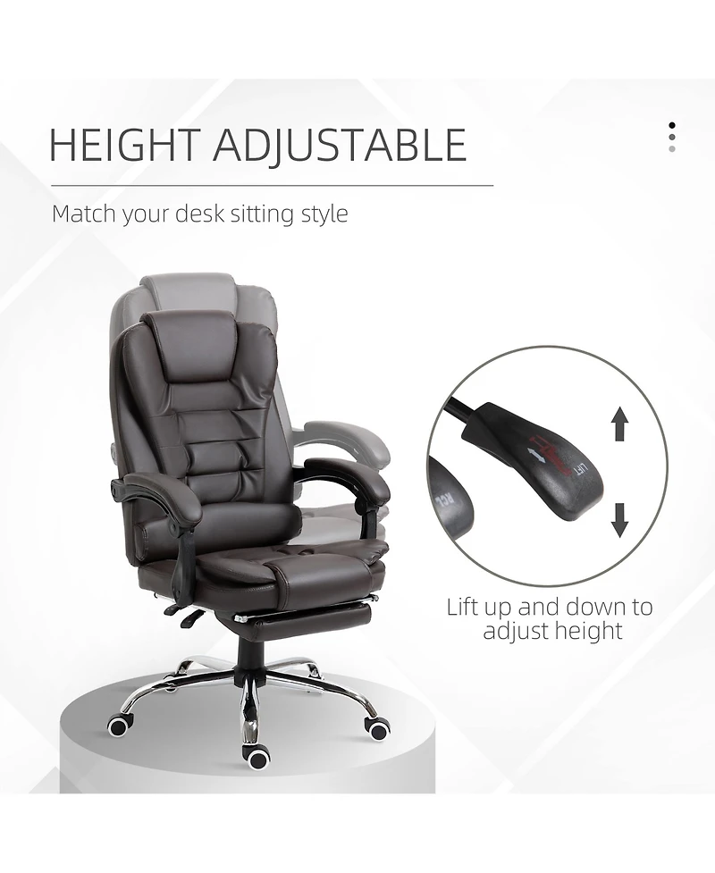 Homcom Executive Office Chair with Footrest, Padded Armrests,