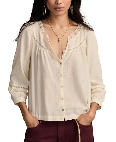 Lucky Brand Women's Lace Long-Sleeve Shirt