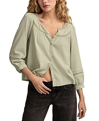 Lucky Brand Women's Lace Long-Sleeve Shirt