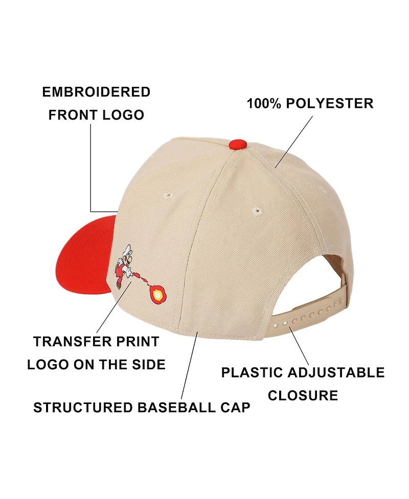 Super Mario Men's Bros Fire Mario White & Red Retro Grandpa Snapback Hat