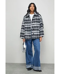 Warehouse Women's Check Oversized Short Car Coat