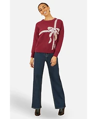 Yumi Women's Sequin Bow Knitted Sweater.