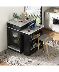 Streamdale Furniture 59.5" Extendable Kitchen Island with Dining Table & Storage