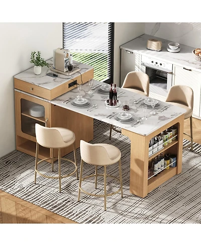 Streamdale Furniture 59.5" Extendable Kitchen Island with Dining Table & Storage