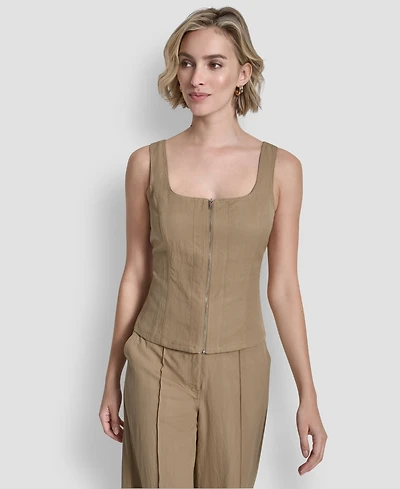 Dkny Women's Sleeveless Zipper Corset Top