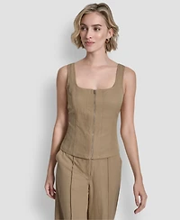 Dkny Women's Sleeveless Zipper Corset Top