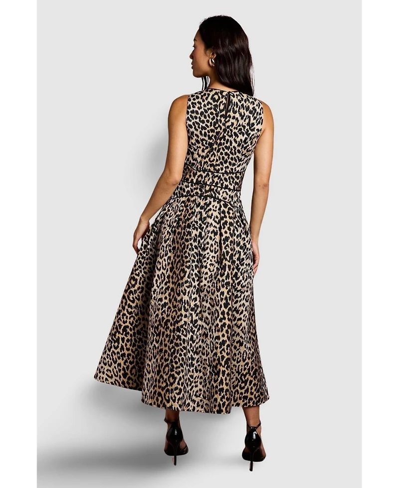 Coast Women's V Neck Animal Jacquard Midi Dress