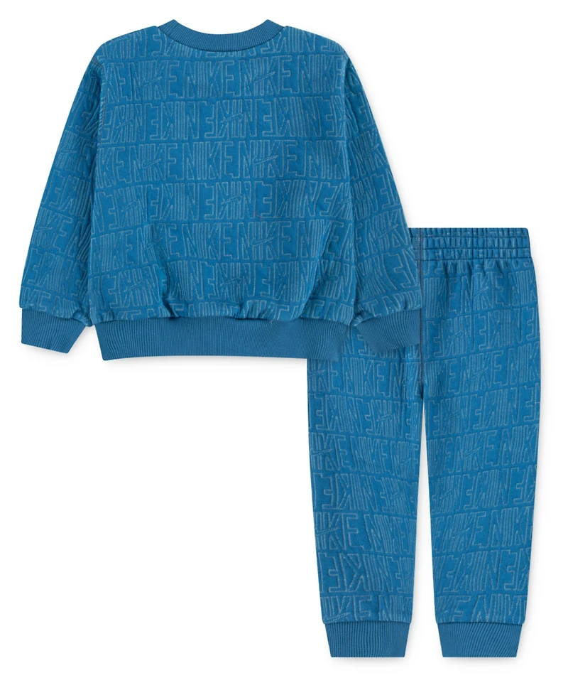 Nike Boys' Toddler 2T-4T Quilted Crewneck Sweatshirt and Pants, 2-Piece Set