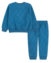 Nike Boys' Toddler 2T-4T Quilted Crewneck Sweatshirt and Pants, 2-Piece Set