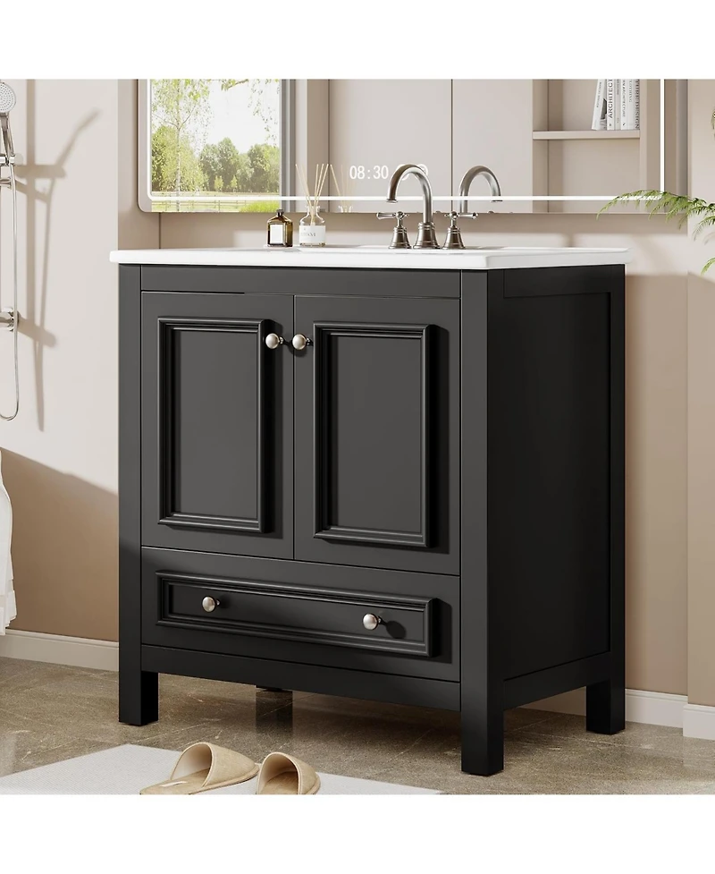 Tribesigns 30" Modern Bathroom Vanity with Sink, Freestanding Vanities Cabinet Combo