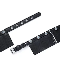 Blueberry Pet Silver-Powered Freshness Microfiber Suede Dog Collar in Midnight Black– Fringed Style with Turquoise Studs