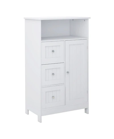 Airsurfer Standing Bathroom Storage Cabinet with Three Drawers and One Door Freestanding Storage Cabinet White