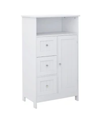 Airsurfer Standing Bathroom Storage Cabinet with Three Drawers and One Door Freestanding Storage Cabinet White