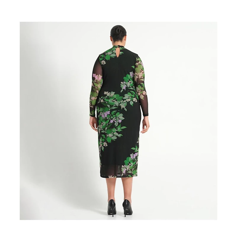 Estelle Plus Fiora Long Sleeve Mesh Dress