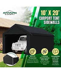 Caravan Canopy Domain 20x10 Foot Carport Tent Sidewalls, Black (Sidewalls Only)