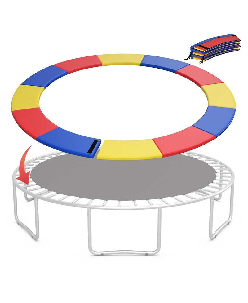 Hongge 12FT Trampoline Replacement Safety Pad with Secure Fixing Straps - Multicolor