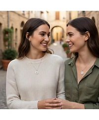 Bling Jewelry Set of 2 Saint Christopher and Saint Theresa Medal Round Medallion Pendant Necklace Sterling Silver