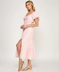Trixxi Juniors' Sweetheart Neck Twist Front Midi Dress