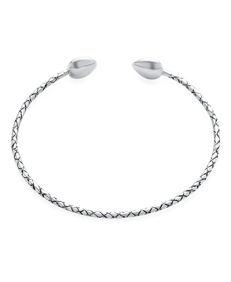 Bling Jewelry Set of 2 West Indian Style Arrow Heart Tips Twist Stackable Bangle Bracelet Sterling Silver