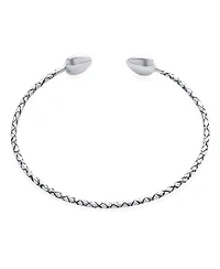 Bling Jewelry Set of 2 West Indian Style Arrow Heart Tips Twist Stackable Bangle Bracelet Sterling Silver