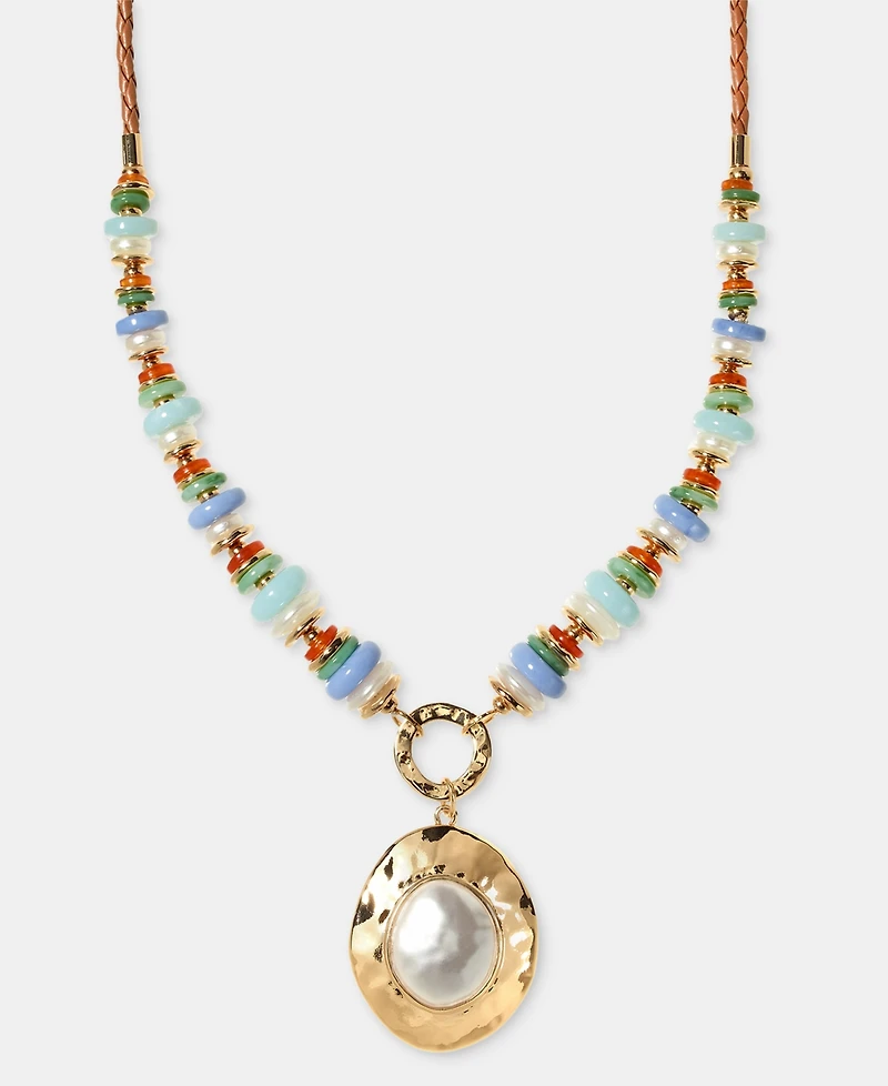 Style & Co Mixed Stone & Imitation Pearl Pendant Necklace, 28-4/5" + 3" extender, Macy's Exclusive