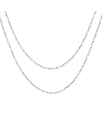 Bling Jewelry Set of 2 Thin 50 Gauge Sterling Silver Figaro Chain Necklace 20 Inch and 24 Inch