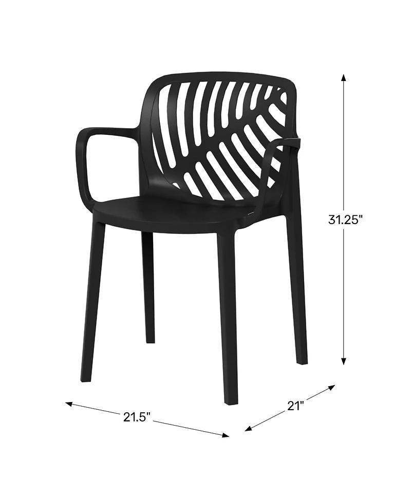 Outdoor Modern Stackable Patio Dining Armchairs (Set of 2)