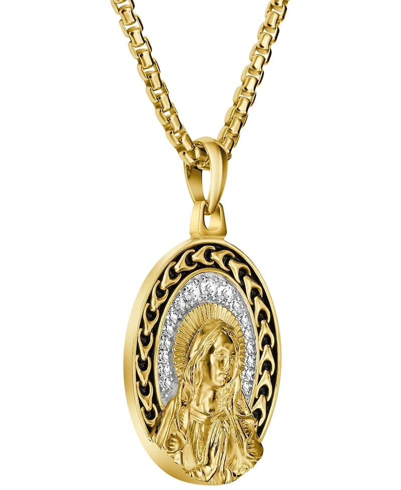 Bulova Men's Gold Plated Blessed Mary Pendant Necklace