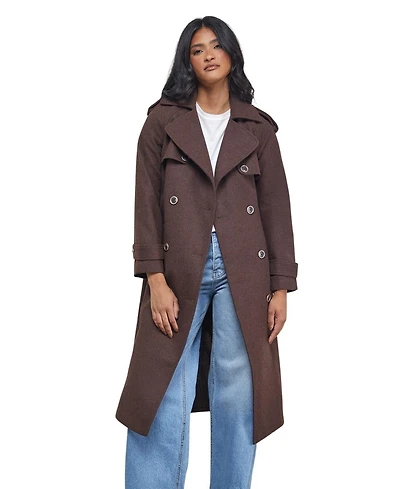 Warehouse Women's Wool Mix Belted Trench Coat