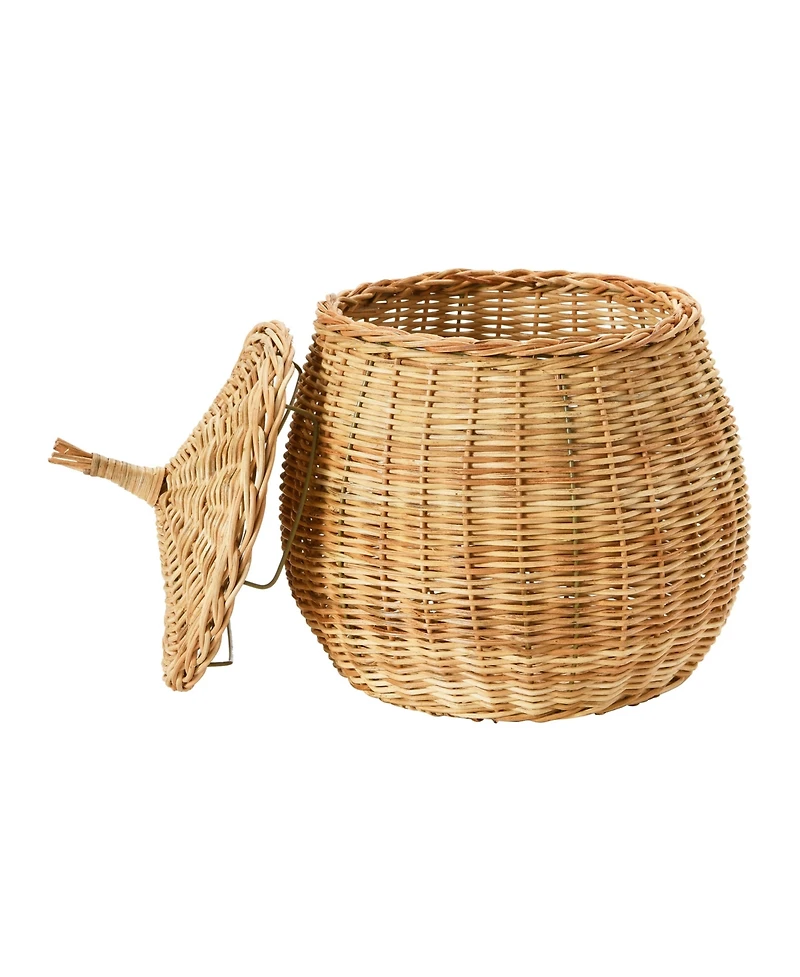Storied Home Hand-Woven Wicker Basket Storage with Lids Set of 2
