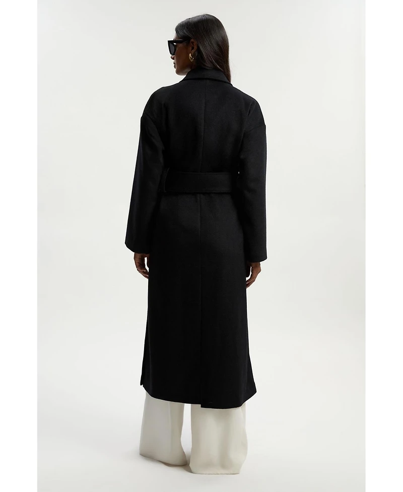 Karen Millen Women's Brushed Wool Wrap Tailored Maxi Coat