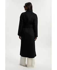 Karen Millen Women's Brushed Wool Wrap Tailored Maxi Coat