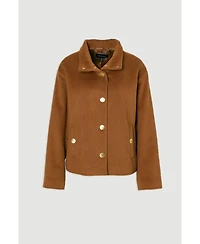 Karen Millen Women's Brushed Wool Funnel Neck Short Coat