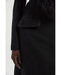Karen Millen Women's Wool Detachable Collar Midi Coat