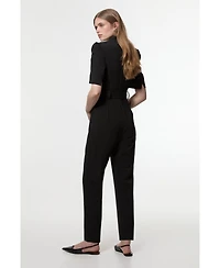 Karen Millen Women's Crepe Belted Jumpsuit