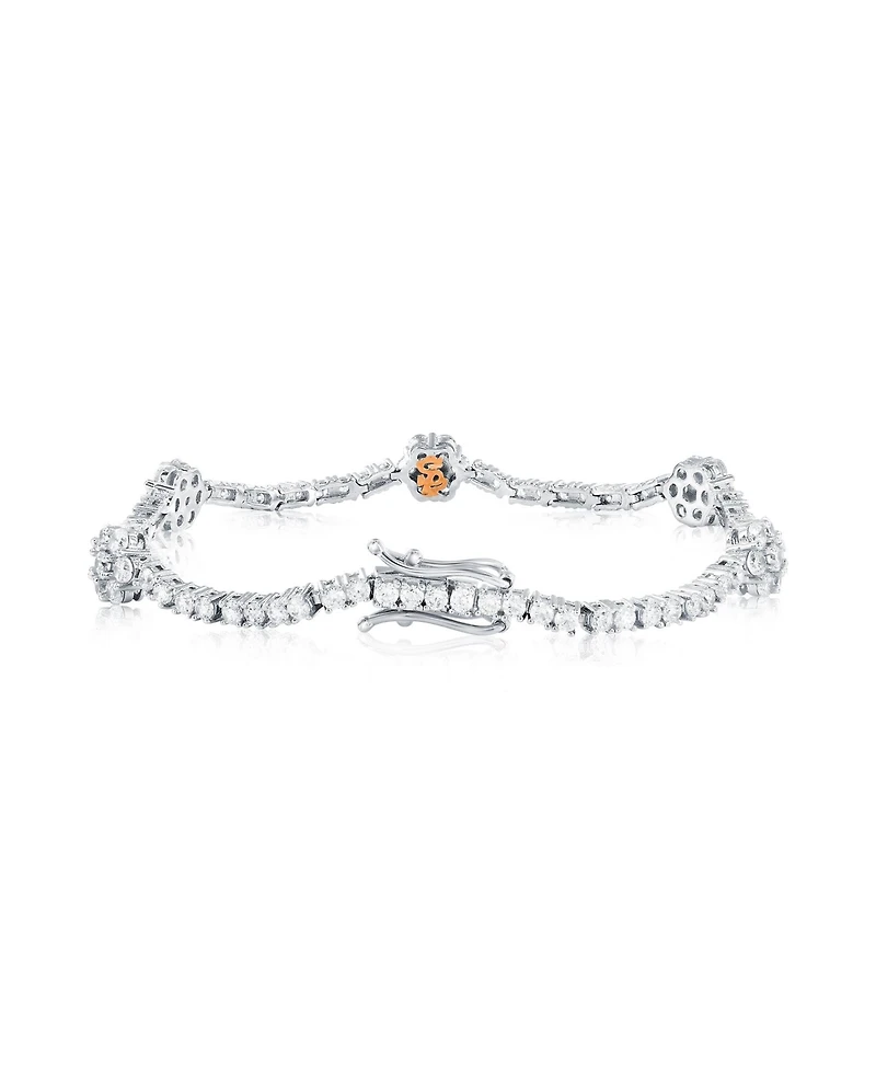 Suzy Levian New York Suzy Levian Sterling Silver Cubic Zirconia Flower Tennis Bracelet