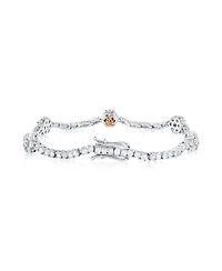 Suzy Levian New York Suzy Levian Sterling Silver Cubic Zirconia Flower Tennis Bracelet