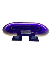 “Flynama 96-Inch Poker Table with Led Lights, Chip Management & Speed Cloth for 10 Players Texas Hold em Game Nights.”