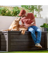 Keter Westwood 150 Gallon Plastic Outdoor Furniture Storage Deck Box