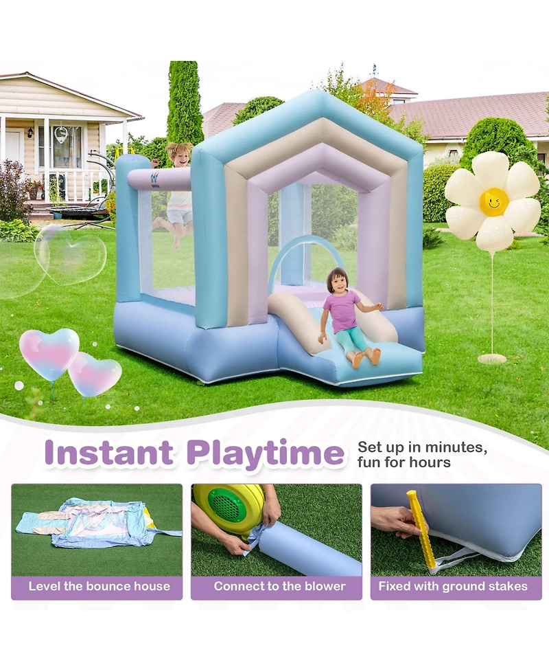 Sugift Kids Bounce House with Slide and Basketball Rim Bouncy Castle for Party without Blower
