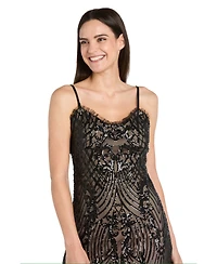 R & M Richards Women's Beaded Long Spaghetti Straps Dress