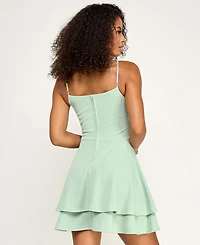 Emerald Sundae Juniors' Ruched Tiered Fit & Flare Dress