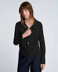 Kenneth Cole Women's Drape Front Pull-On Shirt
