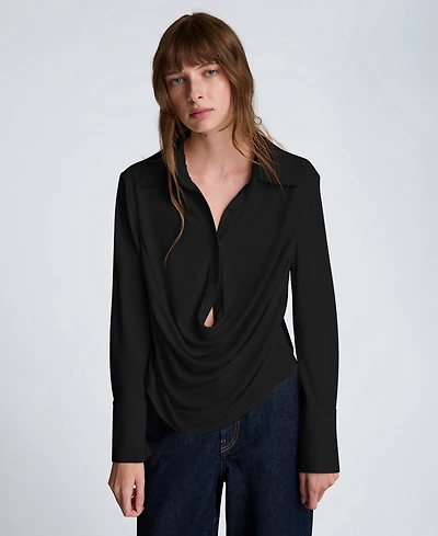 Kenneth Cole Women's Drape Front Pull-On Shirt