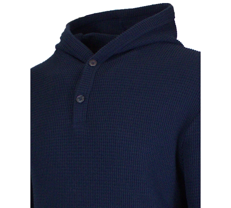 Blue Ice Men's Regular-Fit Waffle Knit Thermal Henley Hoodie