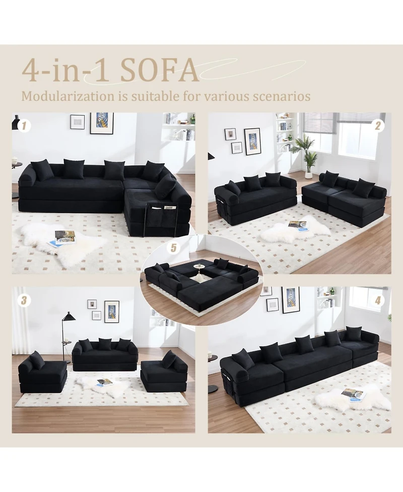 Streamdale Furniture Convertible Folding Sofa Bed with Pillow Back Handrail and Memory Foam