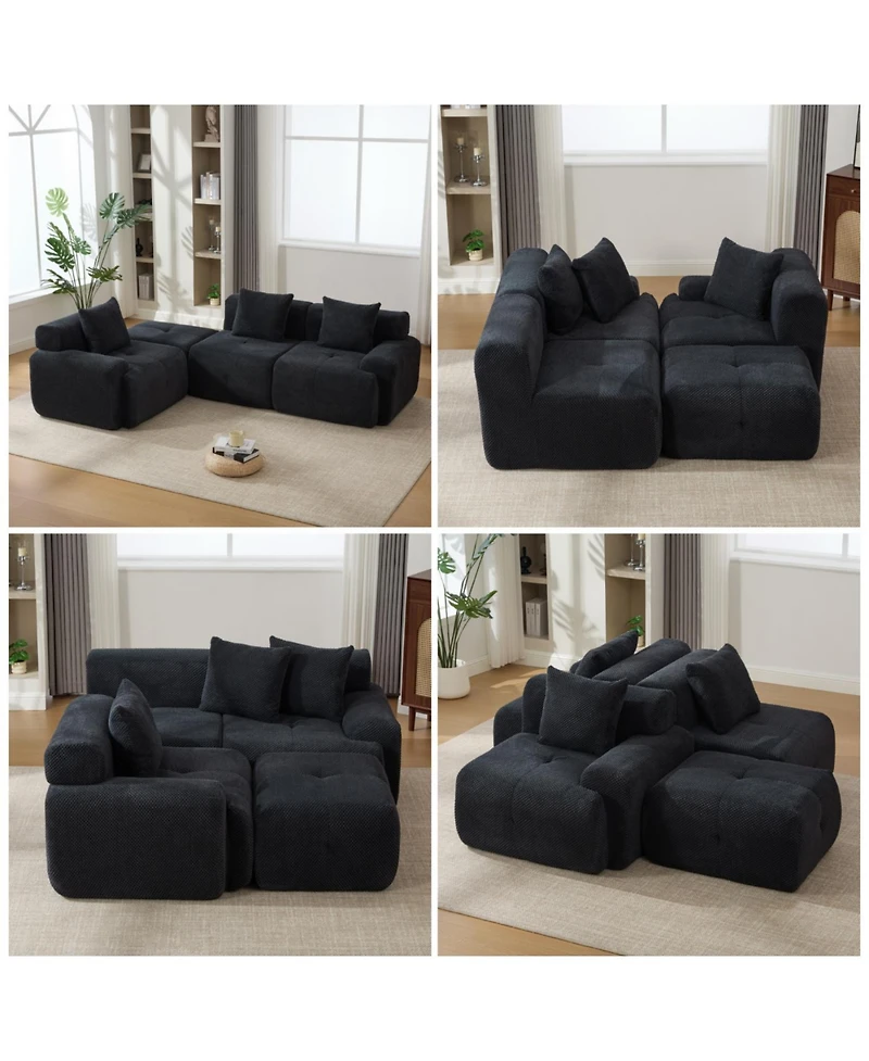 Streamdale Furniture Streamdale 104.3" 4-Piece L-Shaped Upholstered Modular Sectional Sofa, Charcoal