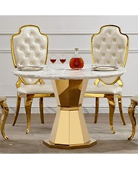 Streamdale Furniture Streamdale 47" Round Marble Dining Table with Gold Stainless Steel Base