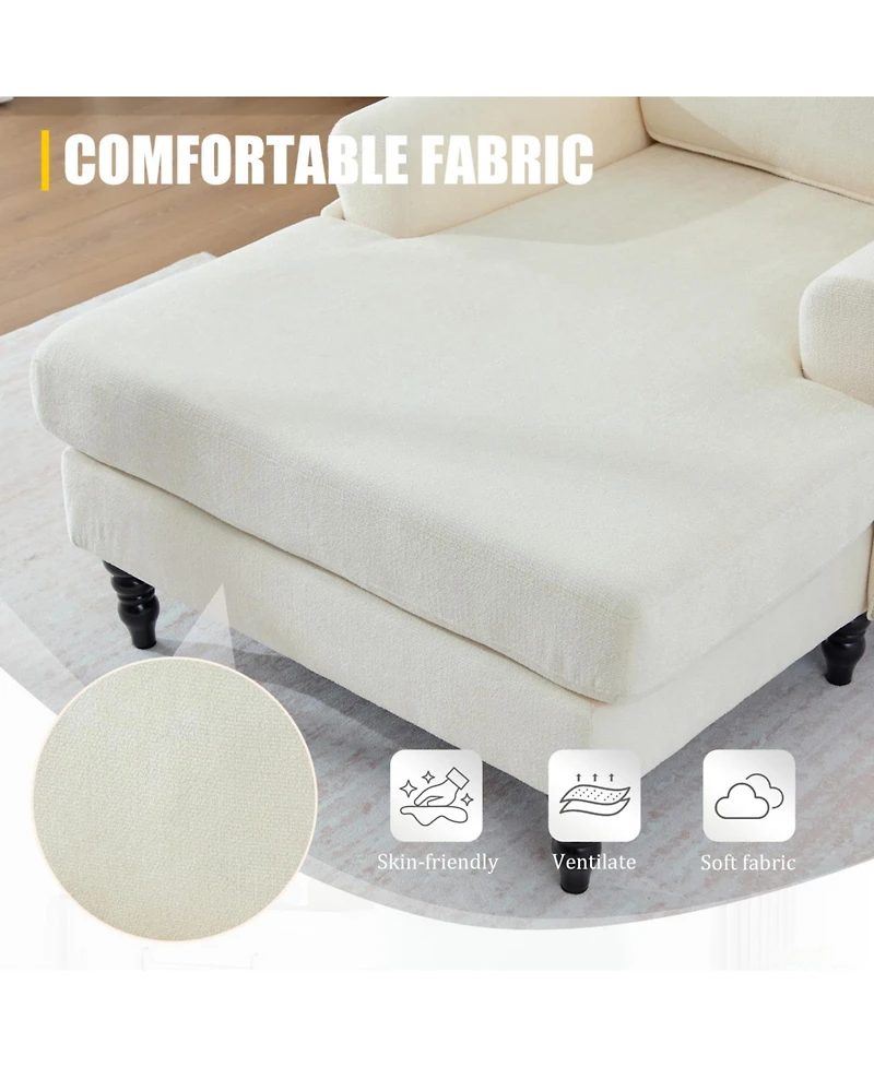 Streamdale Furniture Modern Minimalist Chenille Chaise Lounge Recliner Sofa with Armrests & Storage