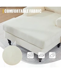 Streamdale Furniture Modern Minimalist Chenille Chaise Lounge Recliner Sofa with Armrests & Storage